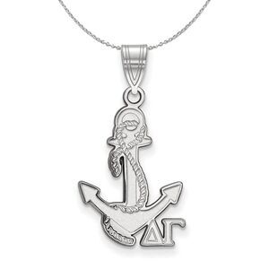 Sterling Silver Delta Gamma Medium Pendant Necklace - 24 Inch